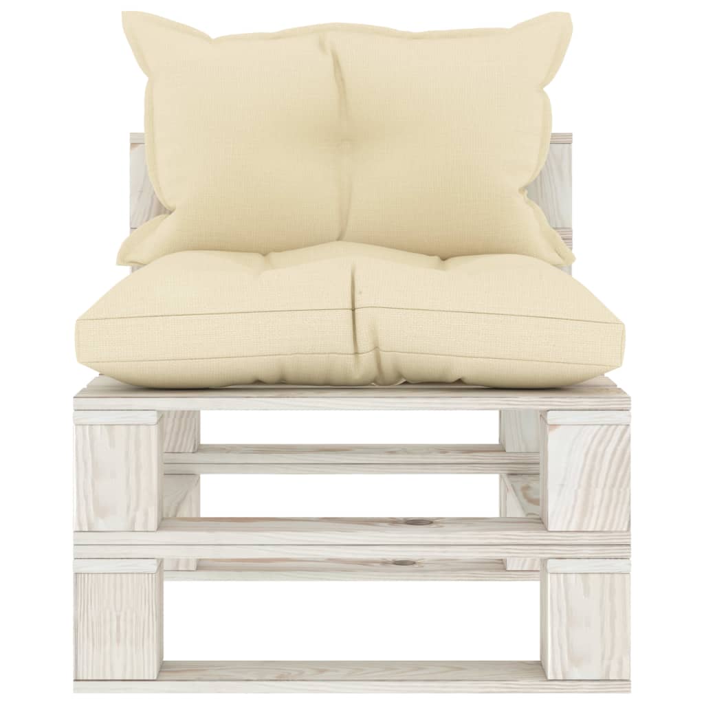vidaXL Srednja vrtna sofa od paleta s krem jastucima drvena