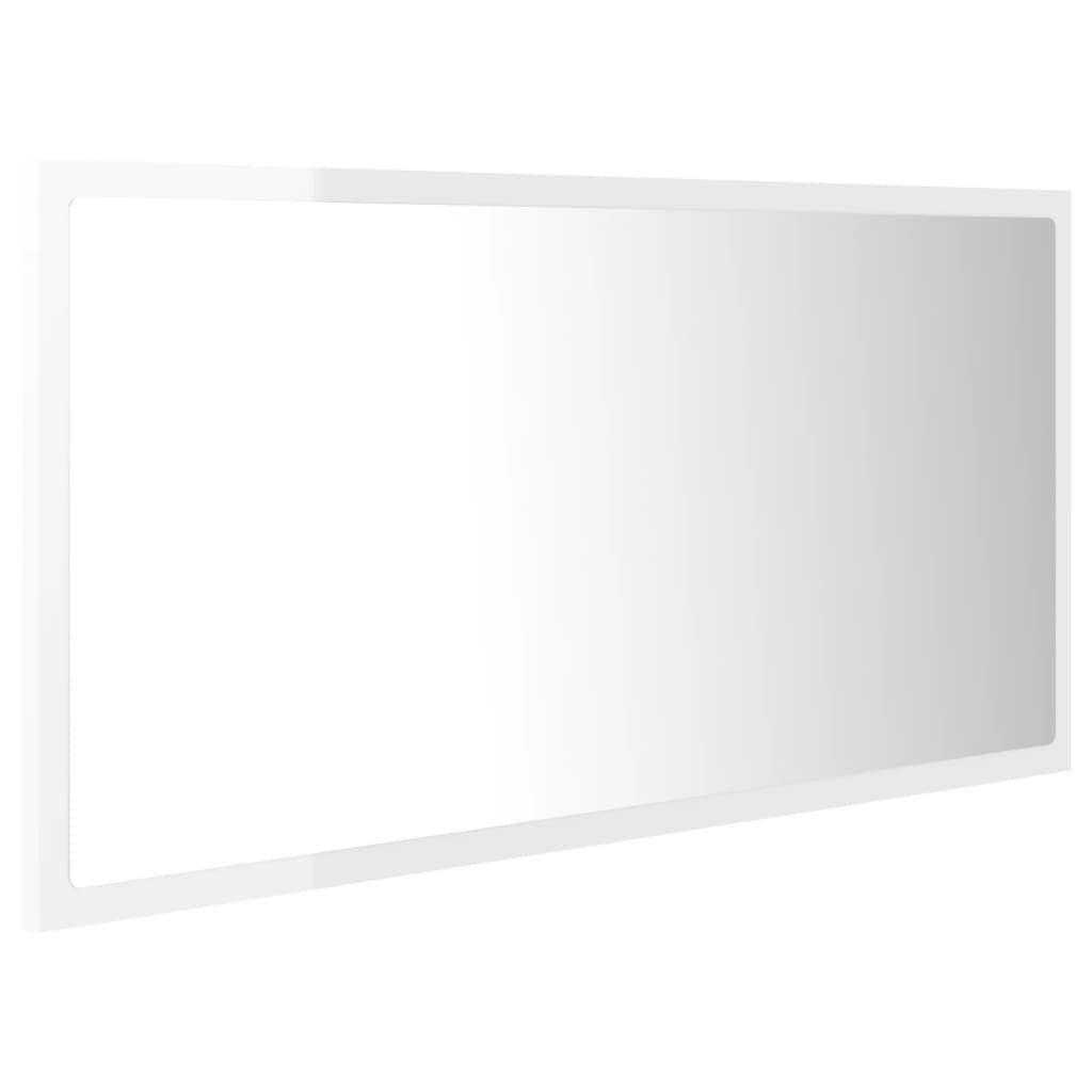 vidaXL LED kupaonsko ogledalo visoki sjaj bijelo 90x8,5x37 cm akrilno
