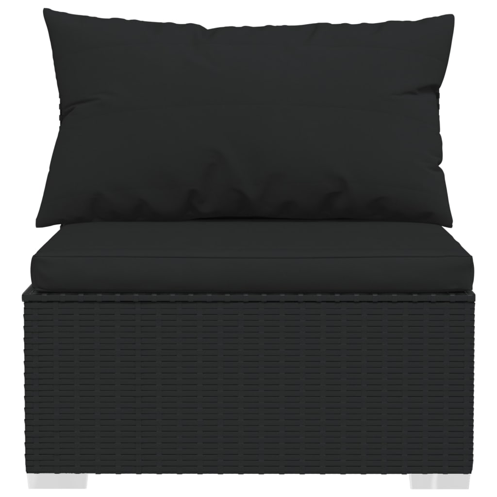 vidaXL 7-dijelna vrtna garnitura od poliratana s jastucima crna