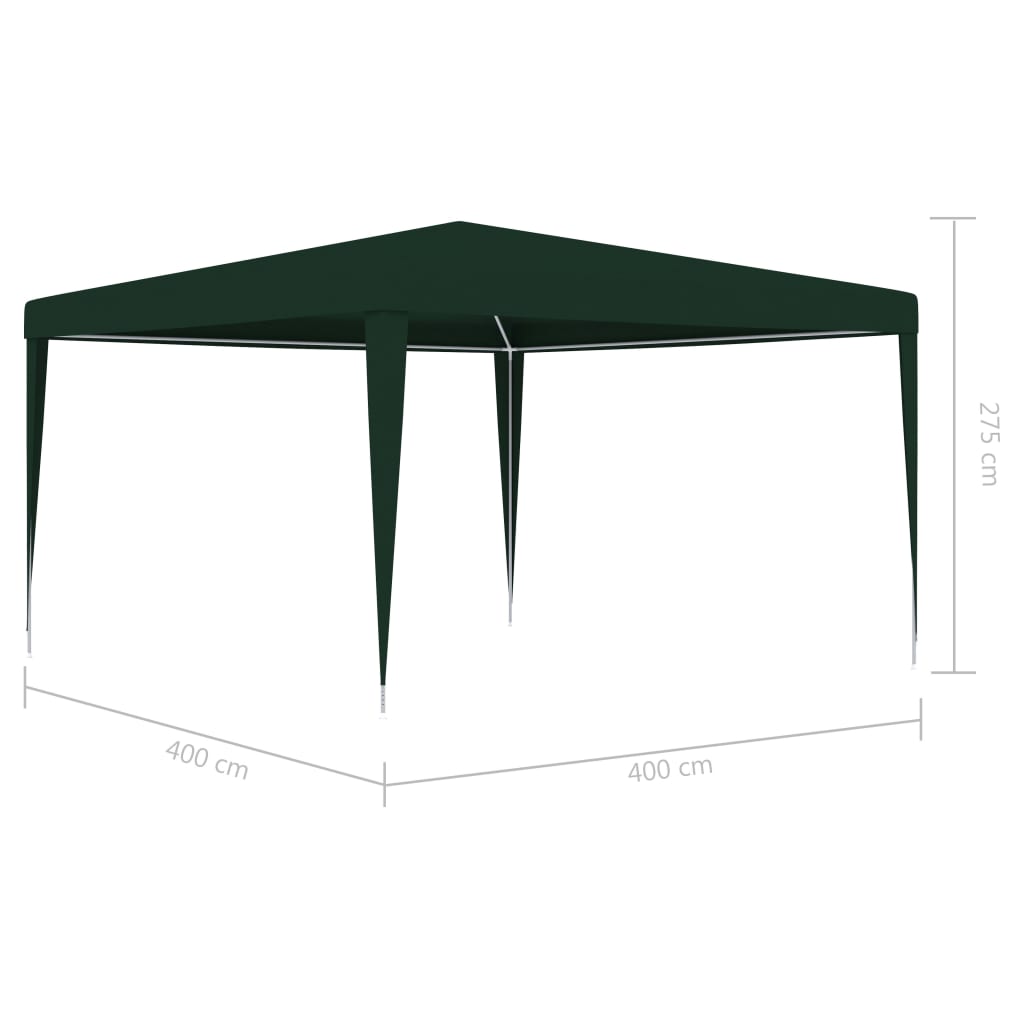vidaXL Profesionalni šator za zabave 4 x 4 m zeleni 90 g/m²