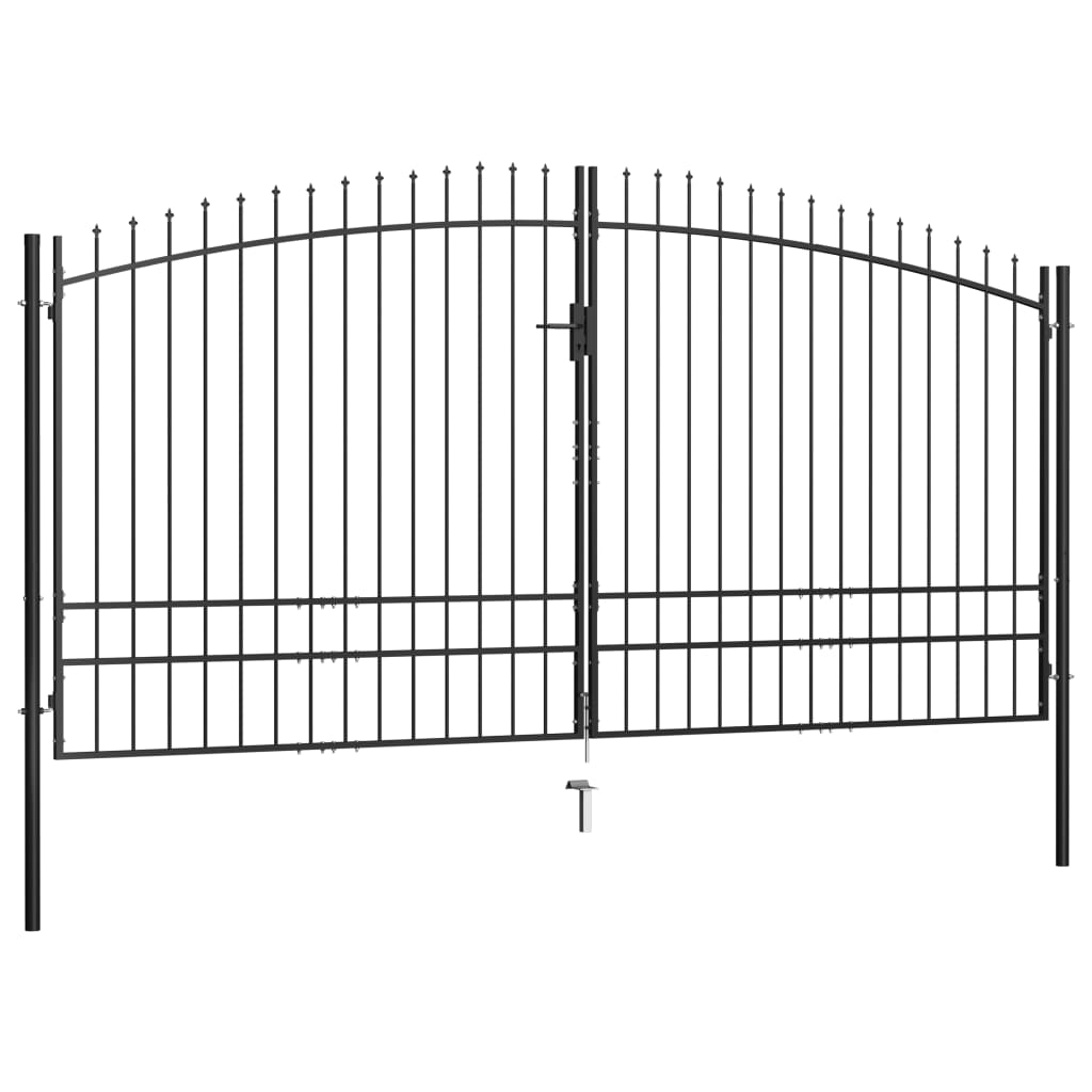 vidaXL Dvostruka vrata za ogradu s ukrasnim kopljima 400 x 248 cm