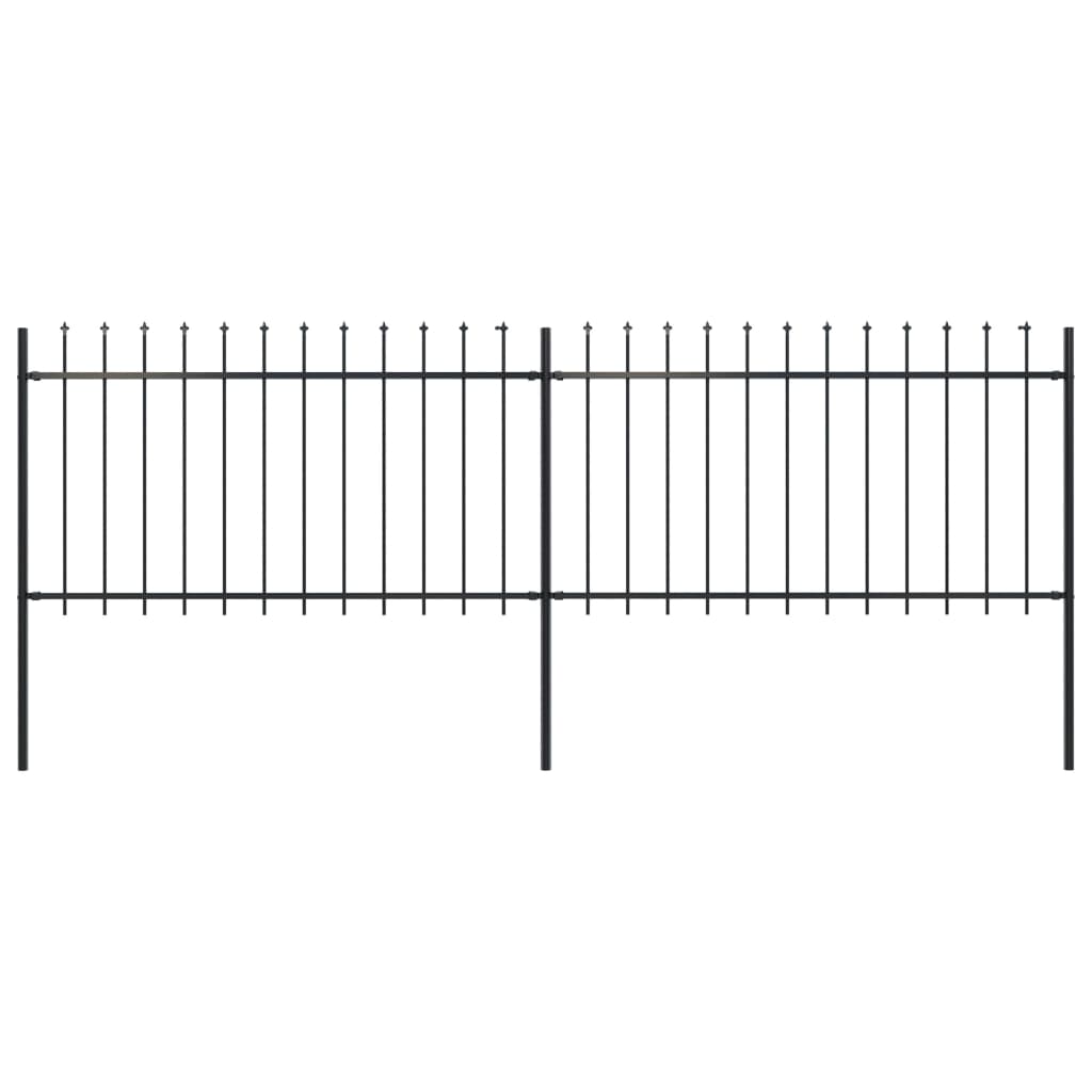 vidaXL Vrtna ograda s ukrasnim kopljima čelična 3,4 x 1 m crna
