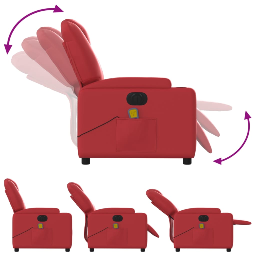 vidaXL Električni masažni naslonjač od umjetne kože crveni