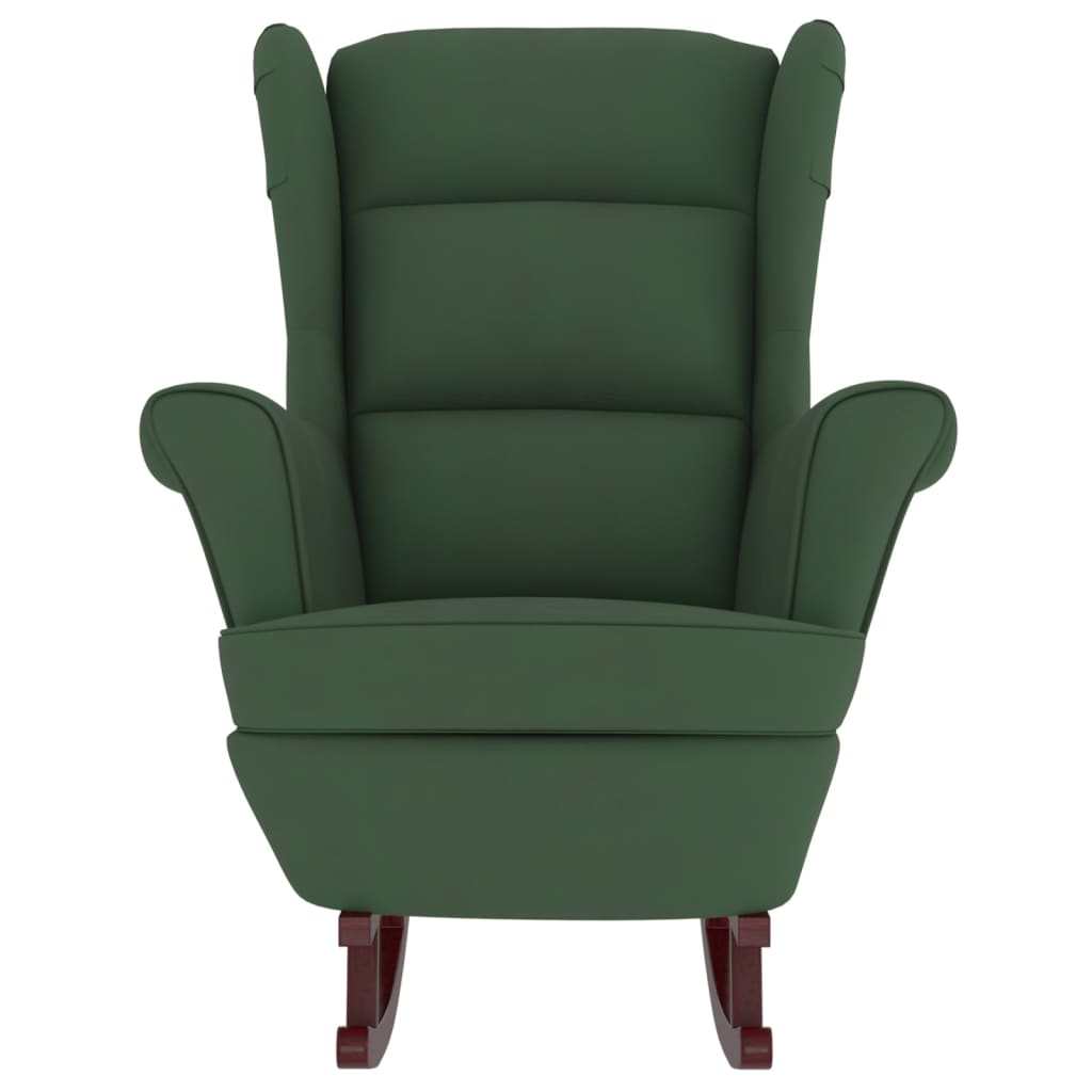 vidaXL Fotelja za ljuljanje s drvenim nogama tamnozelena baršunasta