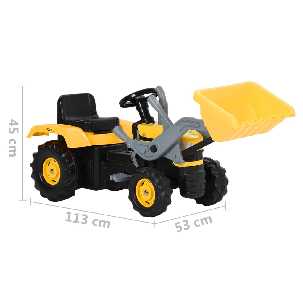 vidaXL Dječji traktor s bagerom i pedalama žuto-crni