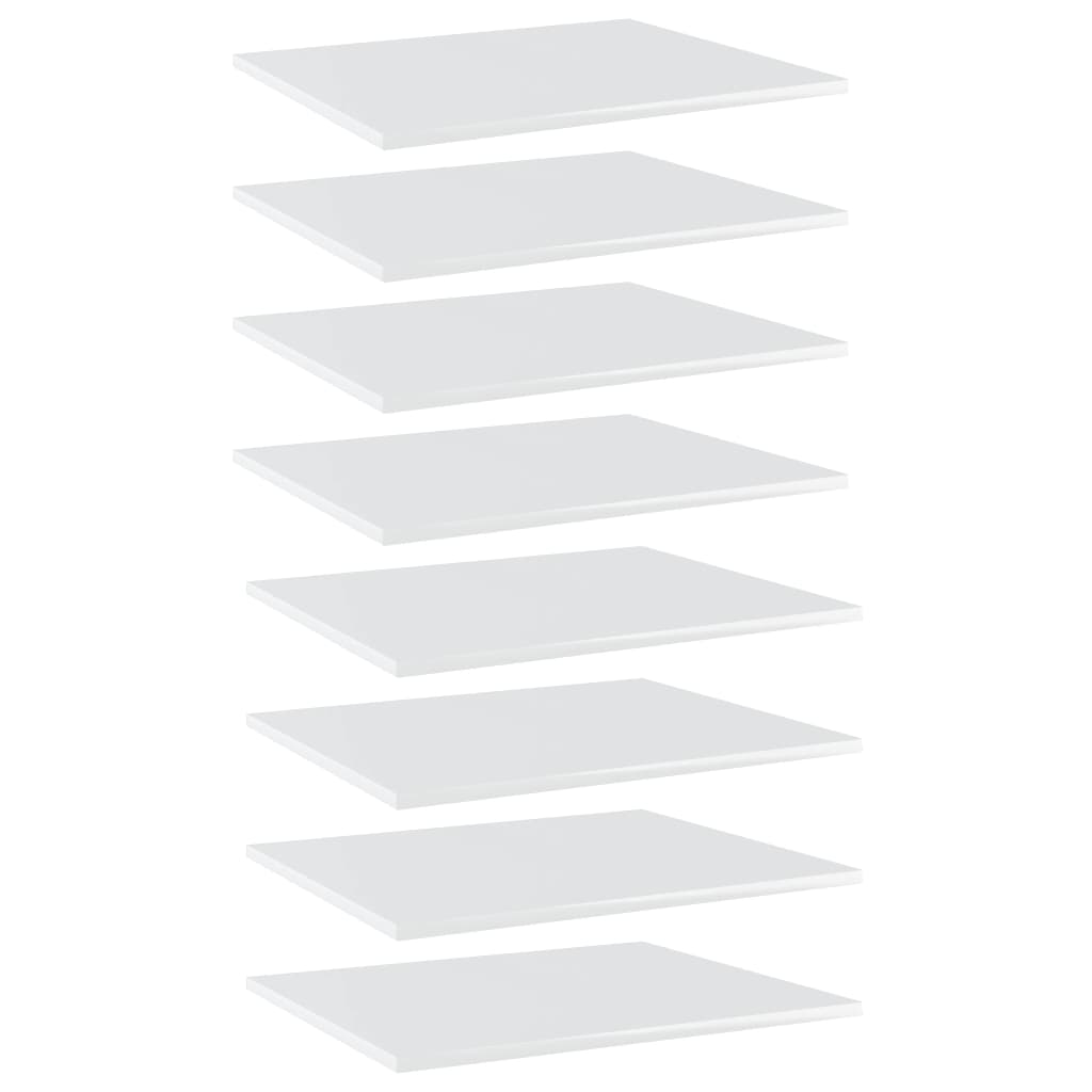 vidaXL Police za knjige 8 kom visoki sjaj bijele 60x50x1,5 cm iverica