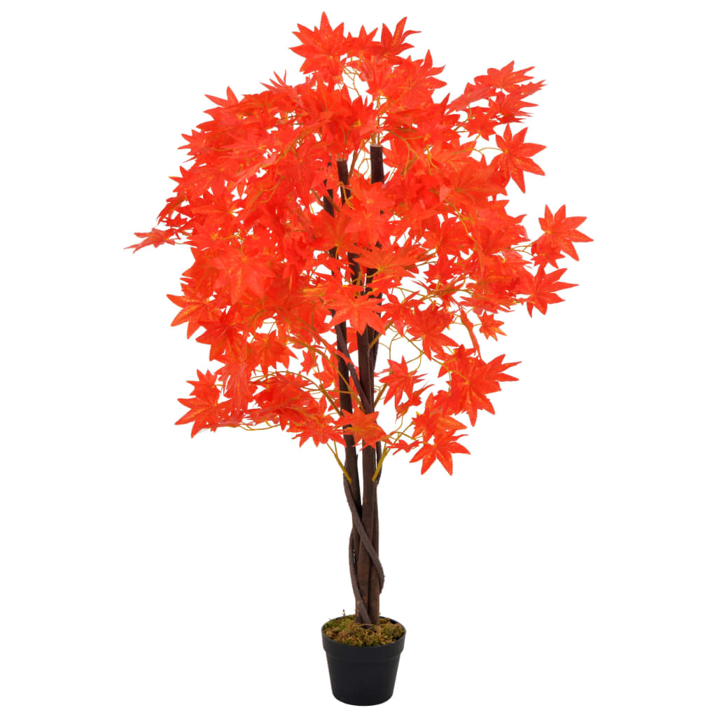 vidaXL Umjetno stablo javora s posudom crveno 120 cm
