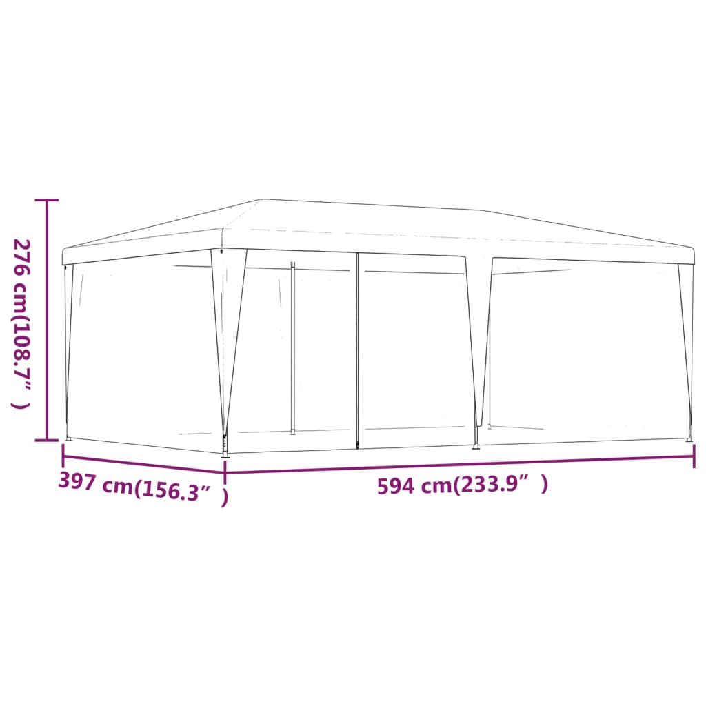 vidaXL Šator za zabave sa 6 mrežastih bočnih zidova zeleni 6 x 4m HDPE