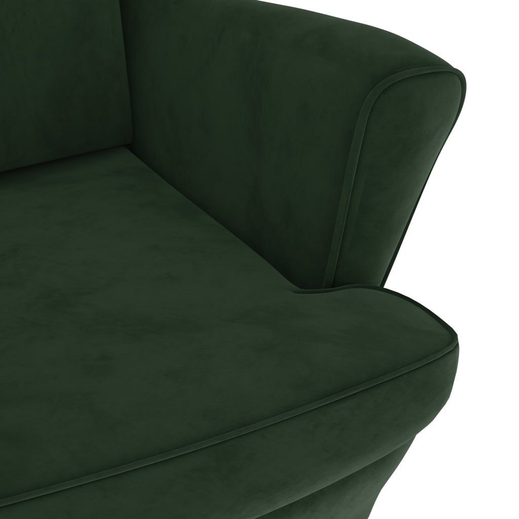 vidaXL Fotelja od baršuna tamnozelena