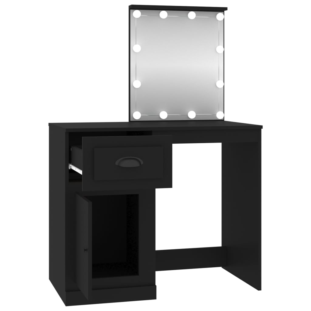 vidaXL Toaletni stolić LED crni 90 x 50 x 132,5 cm konstruirano drvo