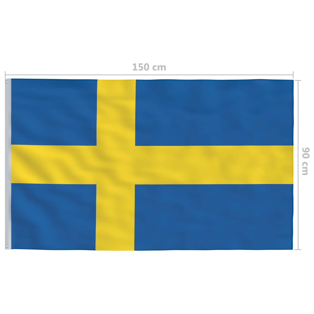 vidaXL Švedska zastava 90 x 150 cm