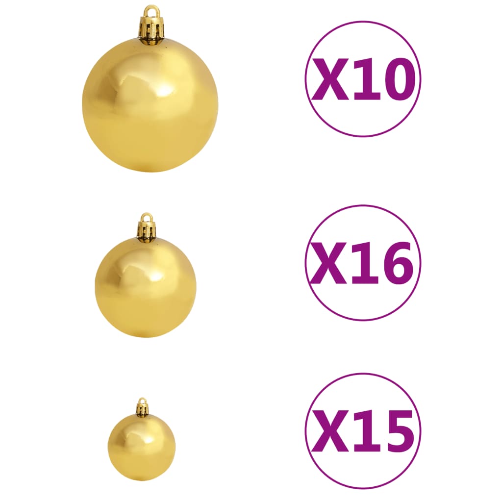 vidaXL 120-dijelni set božićnih kuglica i vrh 300 LED zlatno-brončani