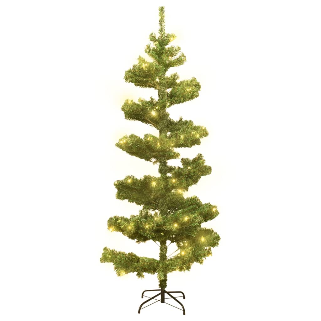 vidaXL Spiralno osvijetljeno božićno drvce sa stalkom zeleno 150cm PVC