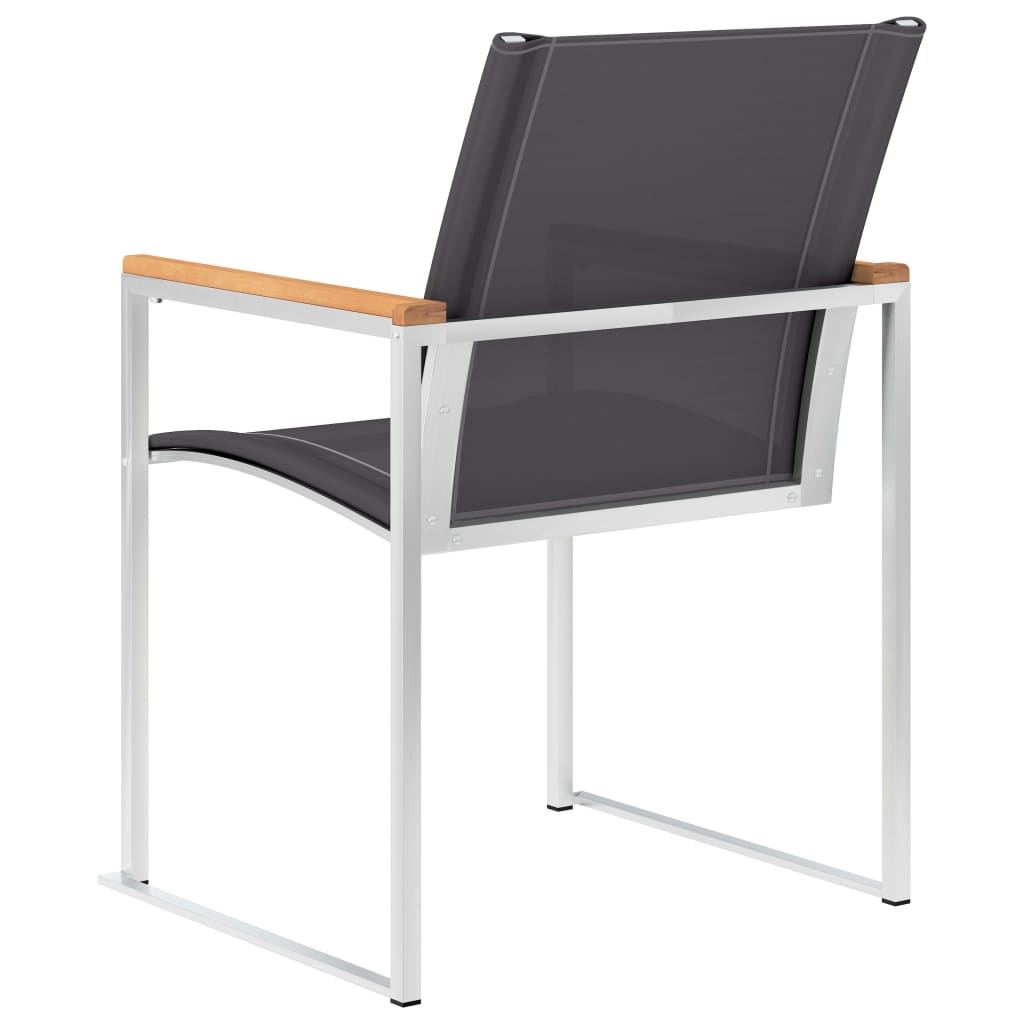 vidaXL Vrtne stolice 4 kom od tekstilena i nehrđajućeg čelika sive
