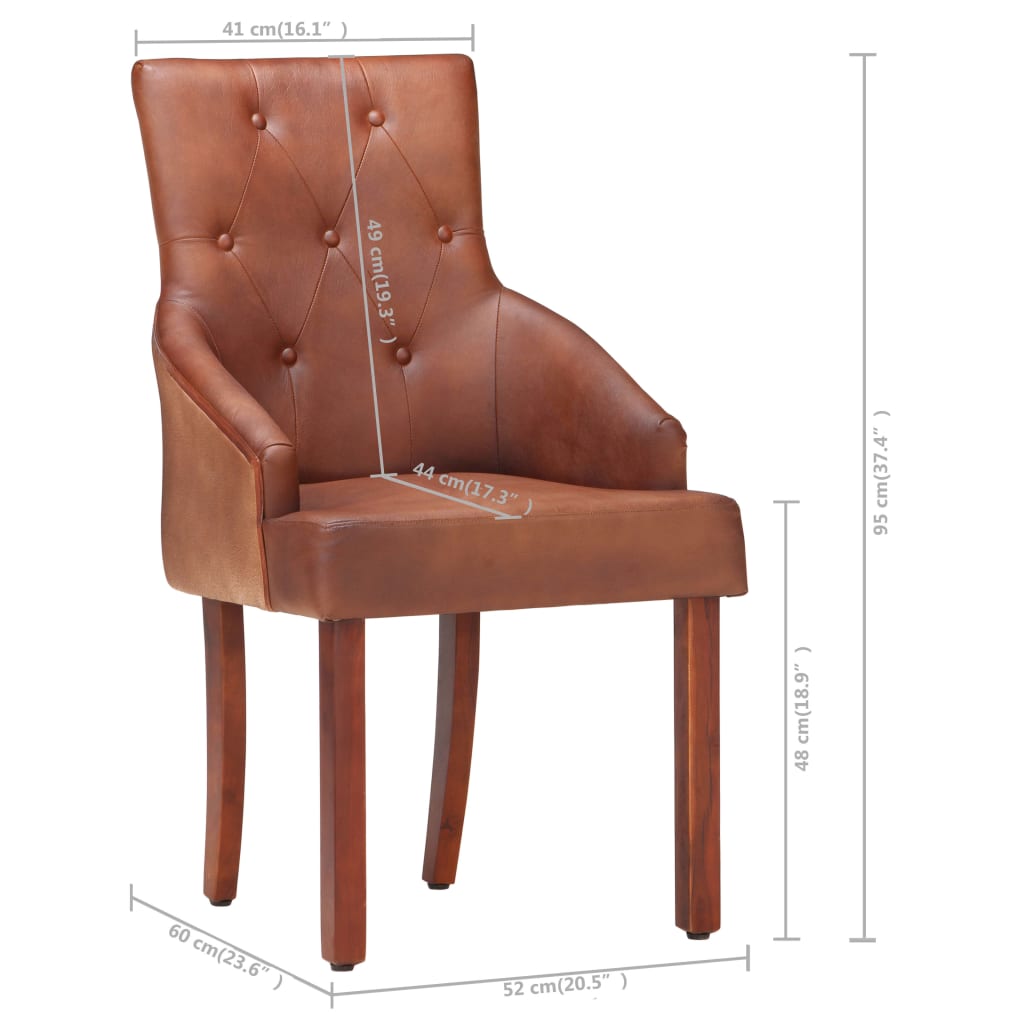vidaXL Blagovaonske stolice 4 kom smeđe od prave kozje kože