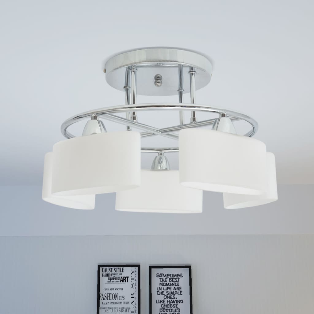 vidaXL Stropna svjetiljka sa staklenim sjenilima za 5 žarulja E14 200 W