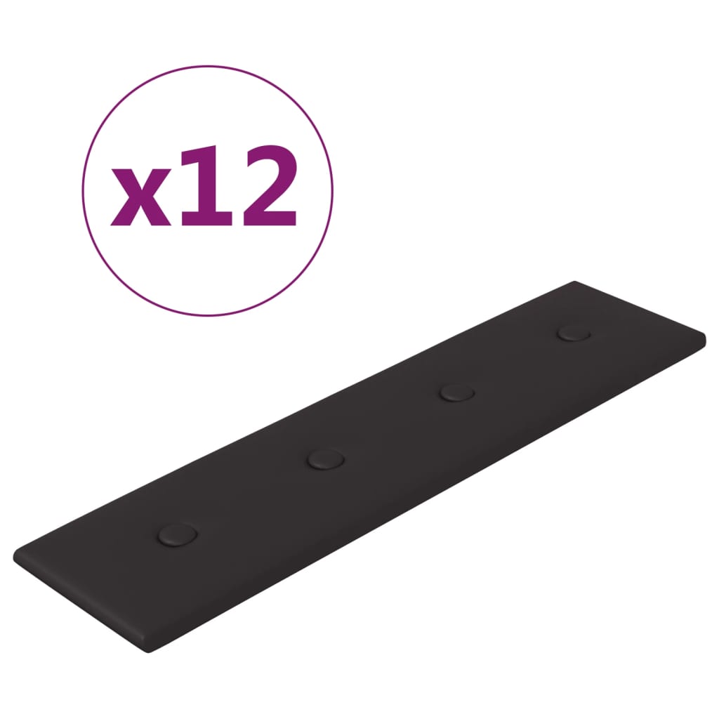 vidaXL Zidne ploče od umjetne kože 12 kom crne 60 x 15 cm 1,08 m²