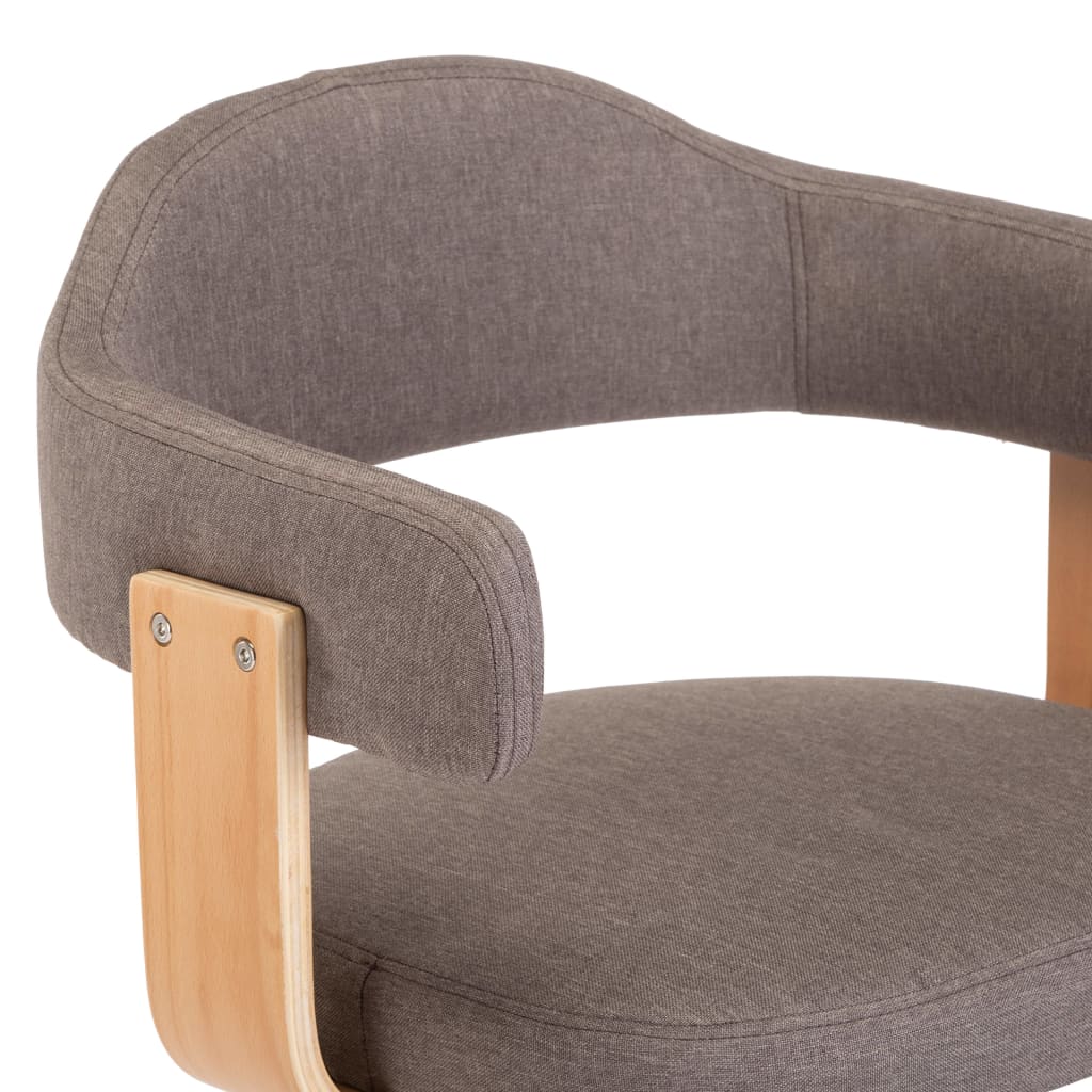 vidaXL Okretna blagovaonska stolica savijeno drvo i tkanina smeđe-siva