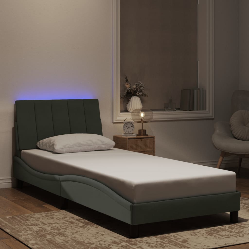 vidaXL Okvir kreveta s LED svjetlima svjetlosivi 80x200 cm baršunasti