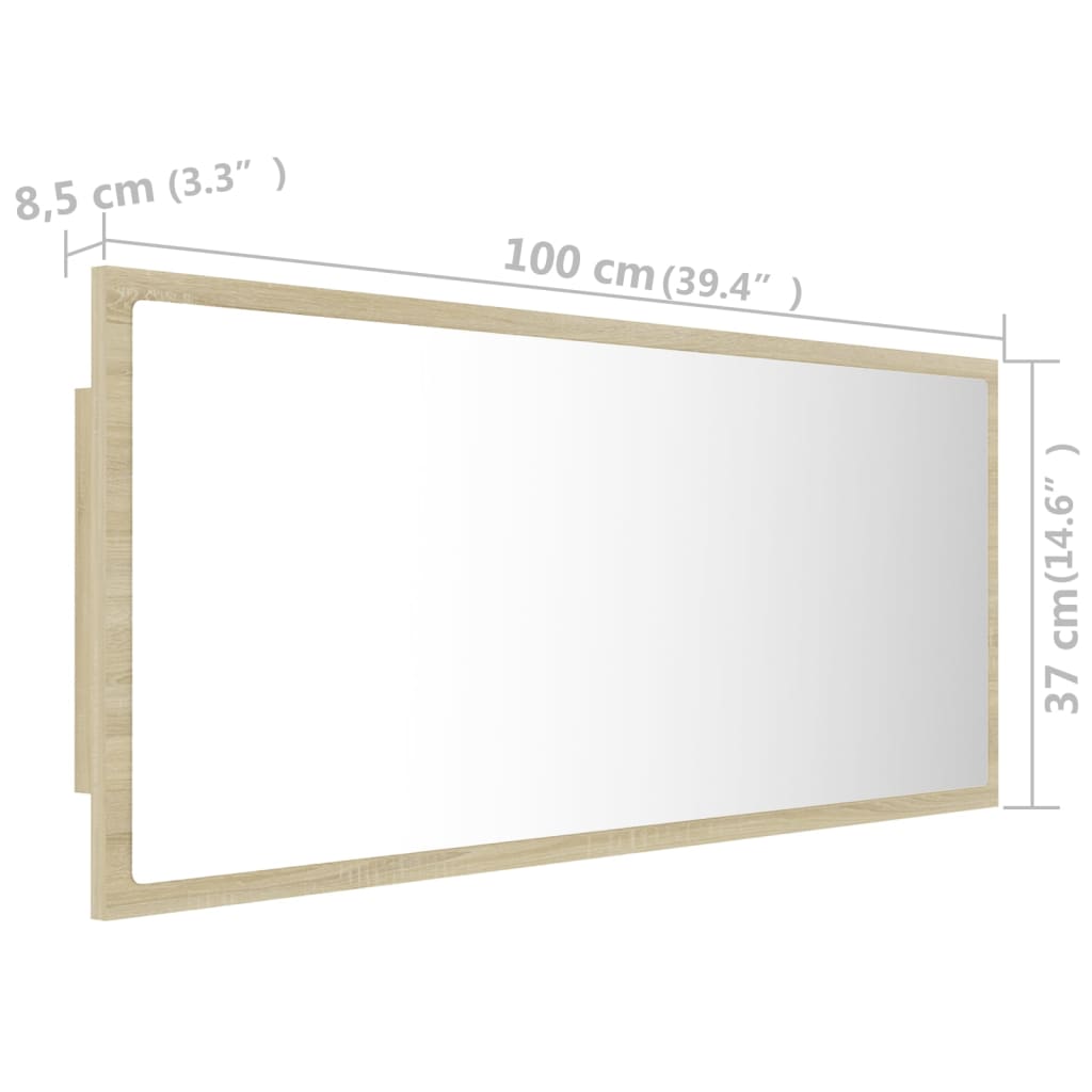 vidaXL LED kupaonsko ogledalo boja hrasta sonome 100x8,5x37 cm akrilno