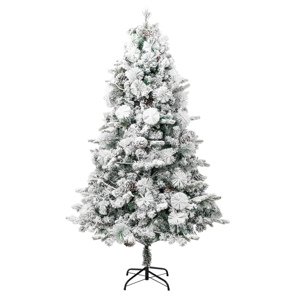 vidaXL Osvijetljeno božićno drvce sa snijegom i šiškama 225 cm PVC/PE
