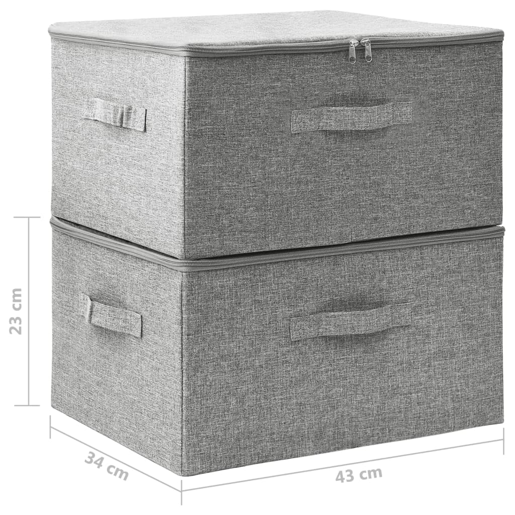 vidaXL Kutije za pohranu 2 kom od tkanine 43 x 34 x 23 cm sive