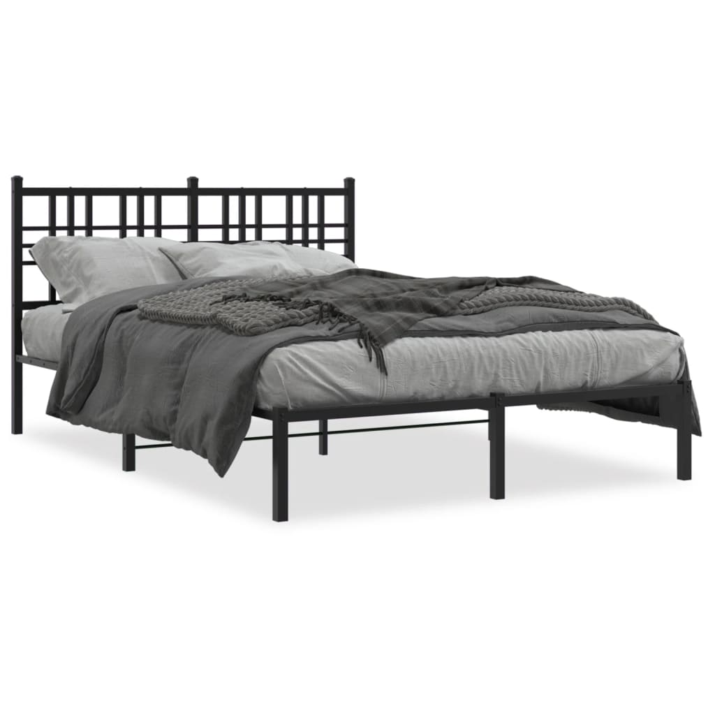 vidaXL Metalni okvir za krevet s uzglavljem crni 135x190 cm
