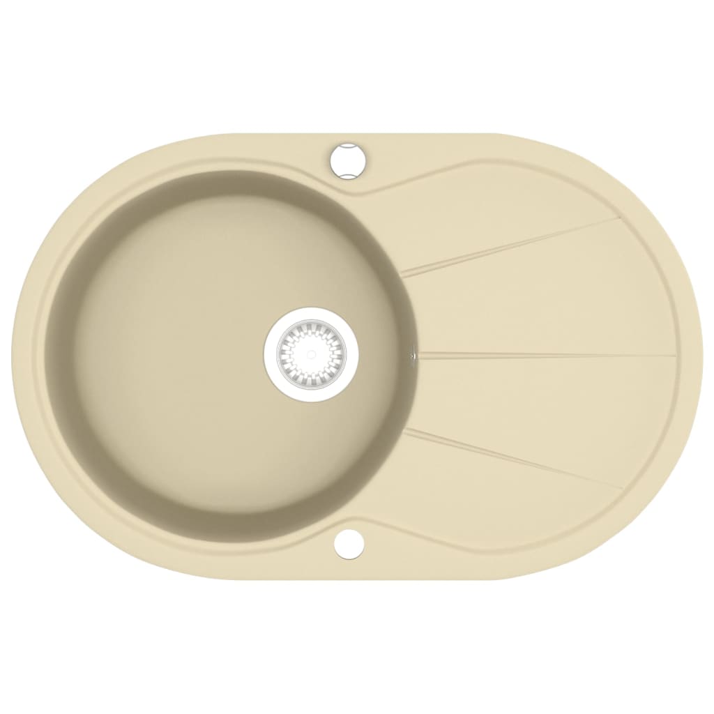 vidaXL Granitni kuhinjski sudoper s jednom kadicom ovalni bež