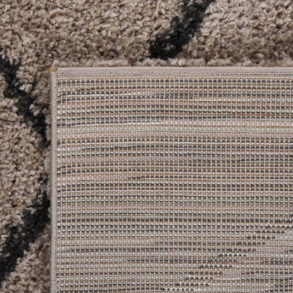 vidaXL Čupavi tepih s visokim vlaknima bež i antracit 160 x 230 cm