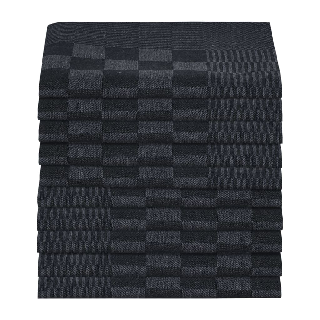 vidaXL Kuhinjske krpe 10 kom crno-sive 50 x 70 cm pamučne