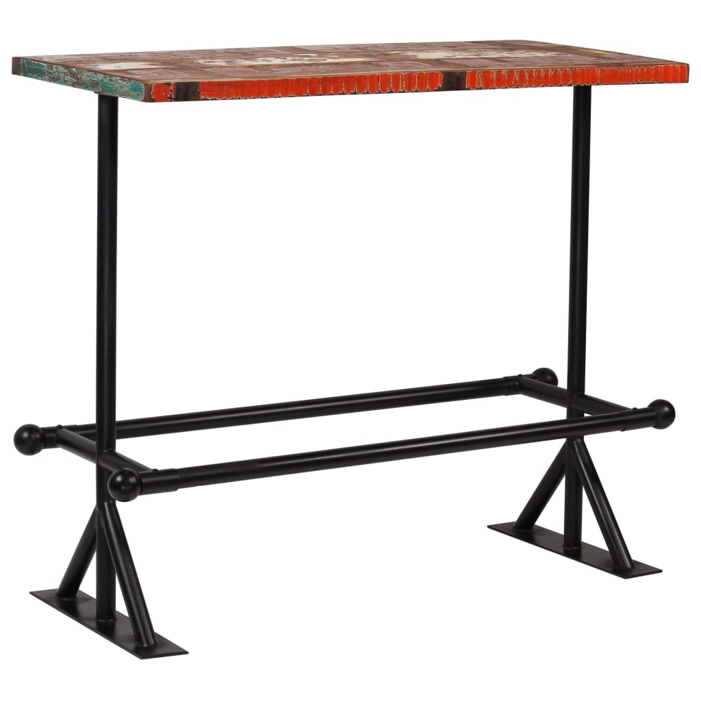vidaXL Barski stol od masivnog obnovljenog drva 120 x 60 x 107 cm višebojni
