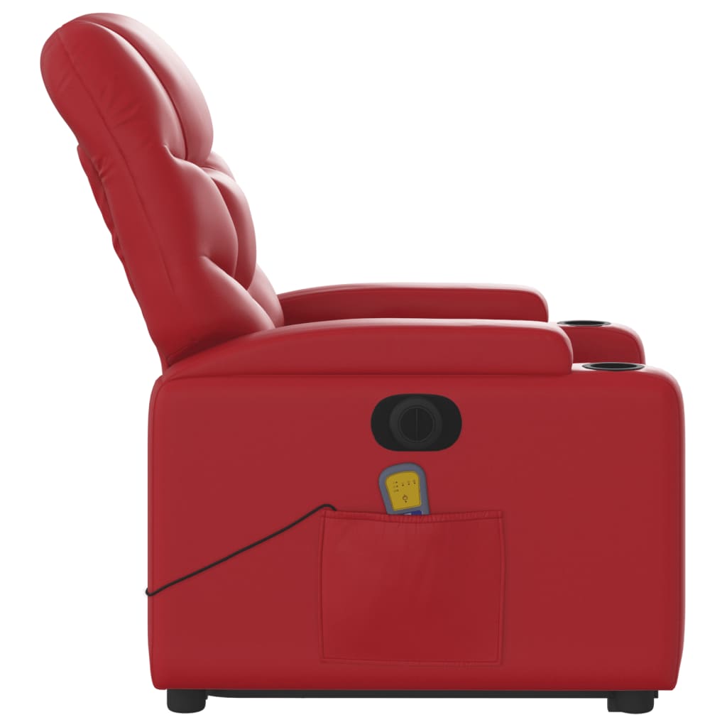 vidaXL Električni masažni naslonjač na podizanje umjetna koža crveni