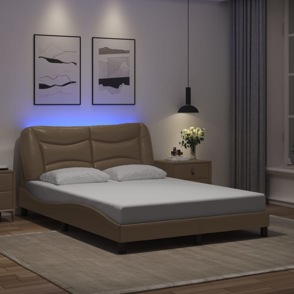 vidaXL Okvir kreveta LED boja cappuccina 120 x 200 cm umjetna koža