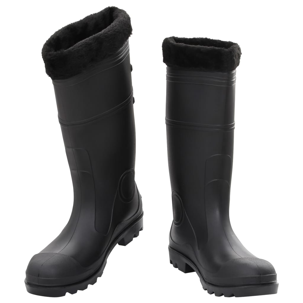 vidaXL Čizme za kišu s uklonjivim čarapama crne veličina 44 PVC