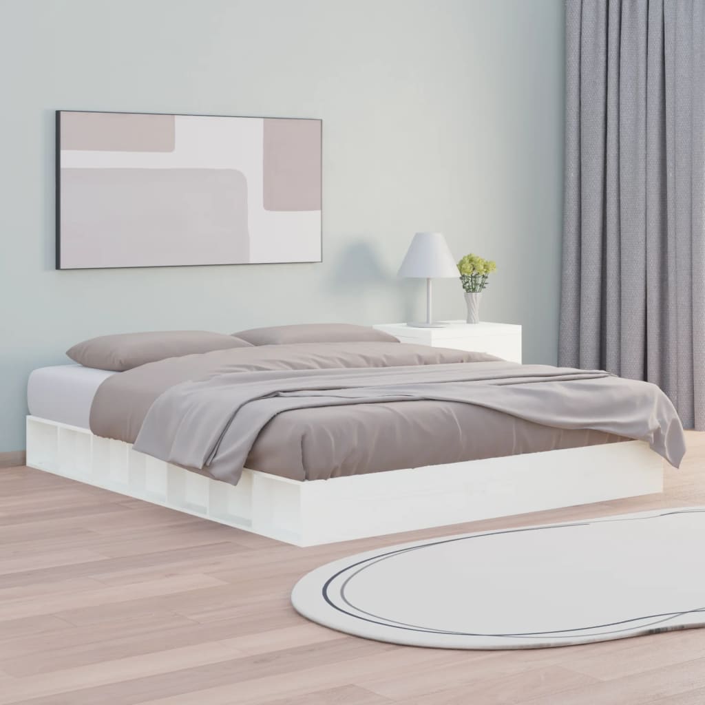vidaXL okvir za krevet bijeli 200 x 200 cm od masivnog drva