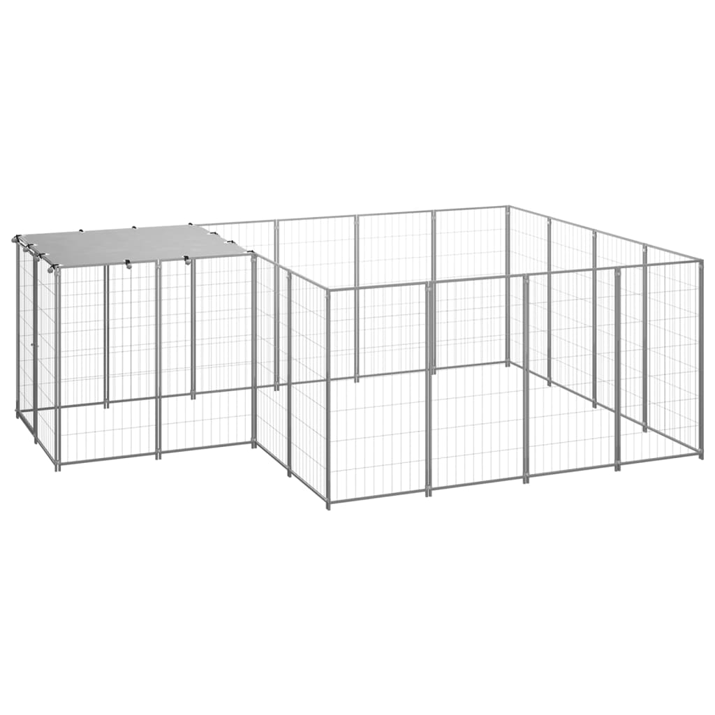 vidaXL Kavez za pse srebrni 6,05 m² čelični