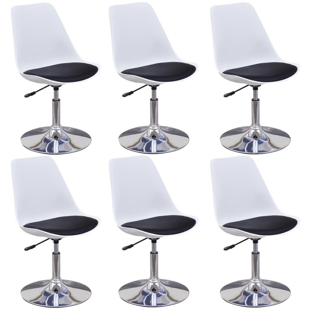 vidaXL Blagovaonske stolice od umjetne kože okretne 6 kom crno bijele