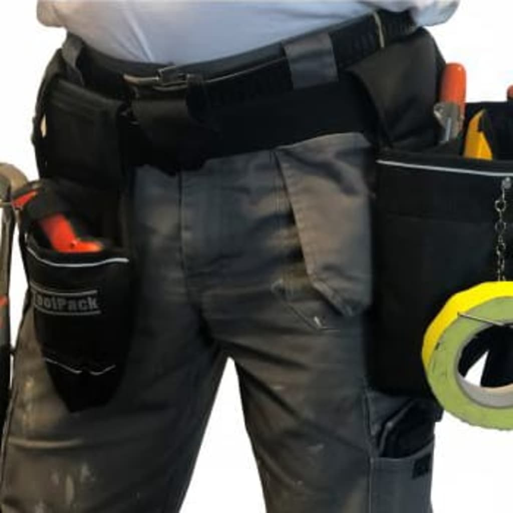 Toolpack pojas za alat Specter s dvije torbice crni