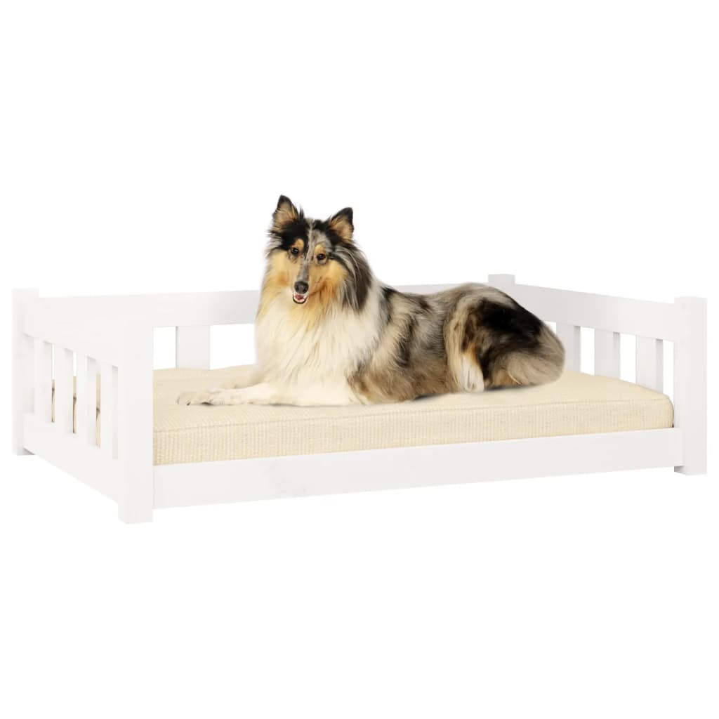 vidaXL Krevet za pse bijeli 95,5 x 65,5 x 28 cm od masivne borovine