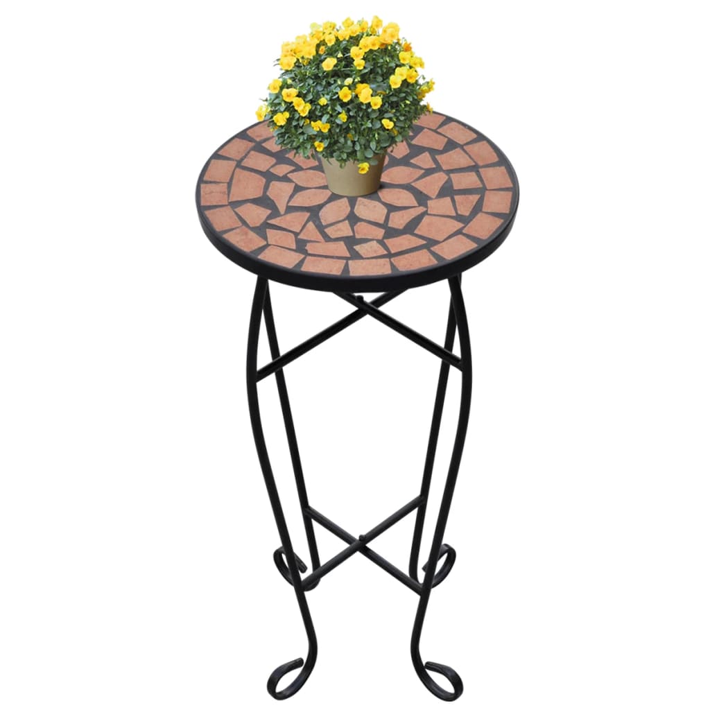 Mozaični pomoćni stolić za biljke terakota