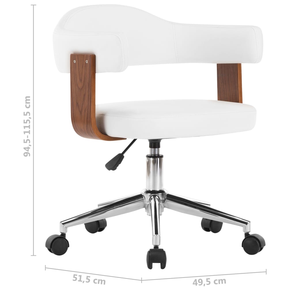 vidaXL Okretne blagovaonske stolice 2 kom bijele drvo i umjetna koža