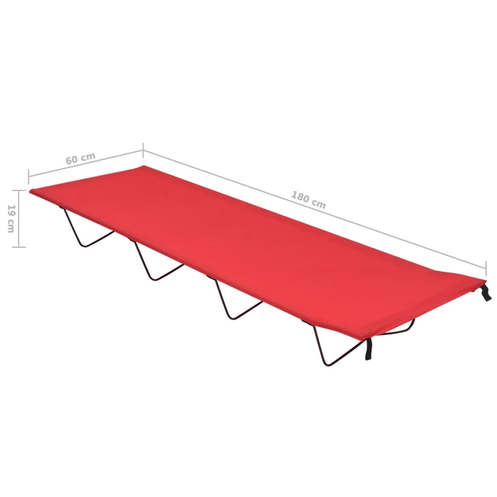 vidaXL Krevet za kampiranje 180x60x19 cm od tkanine i čelika crveni