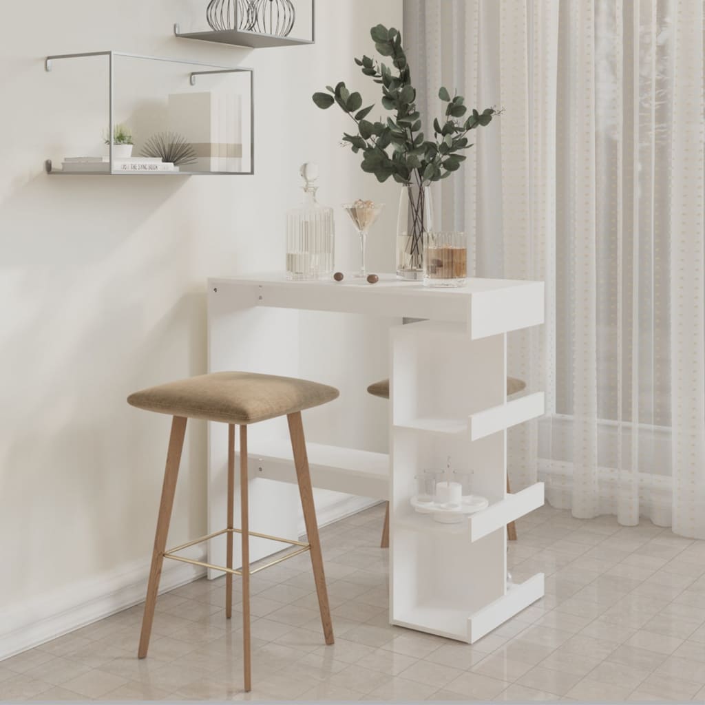 vidaXL Barski stol sa stalkom za pohranu bijeli 100x50x101,5cm iverica