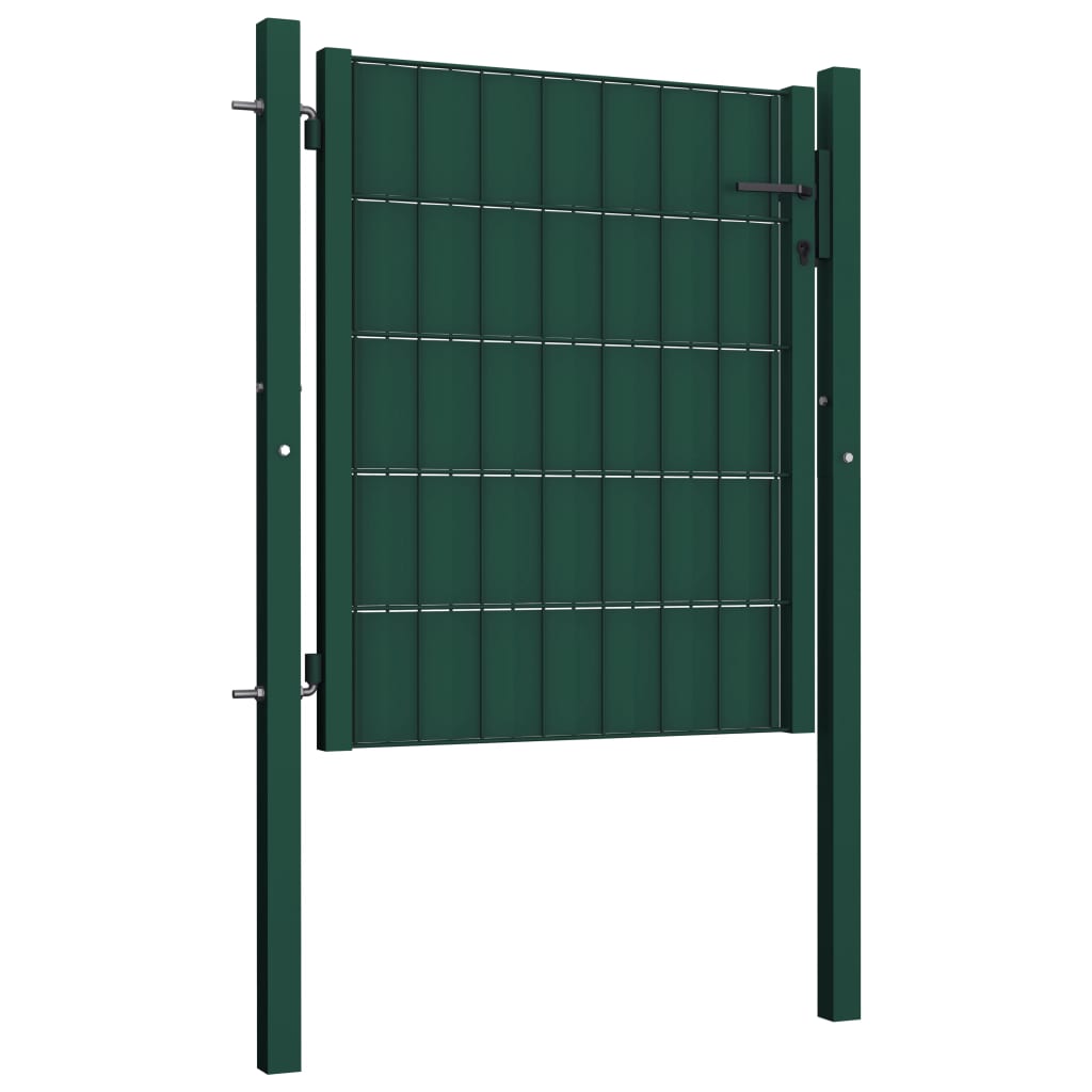 vidaXL Vrata za ogradu od PVC-a i čelika 100 x 101 cm zelena