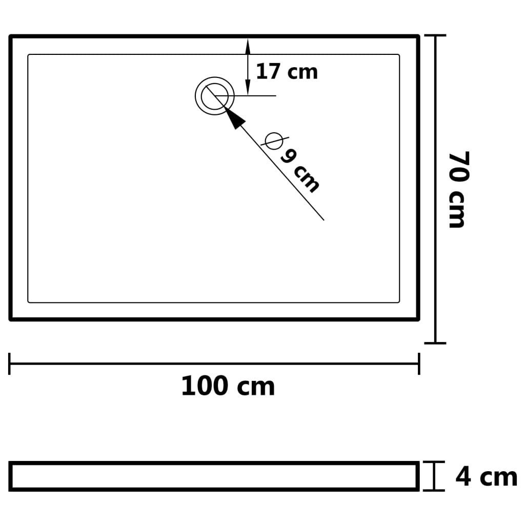 vidaXL Podloga za tuširanje s točkicama bijela 70 x 100 x 4 cm ABS