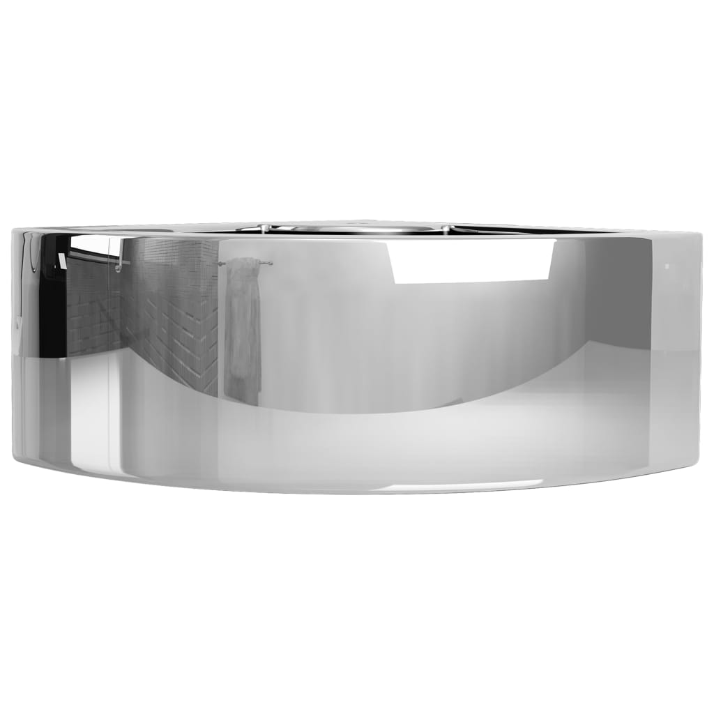 vidaXL Umivaonik sa zaštitom od prelijevanja 45x32x12,5 cm keramički srebrni