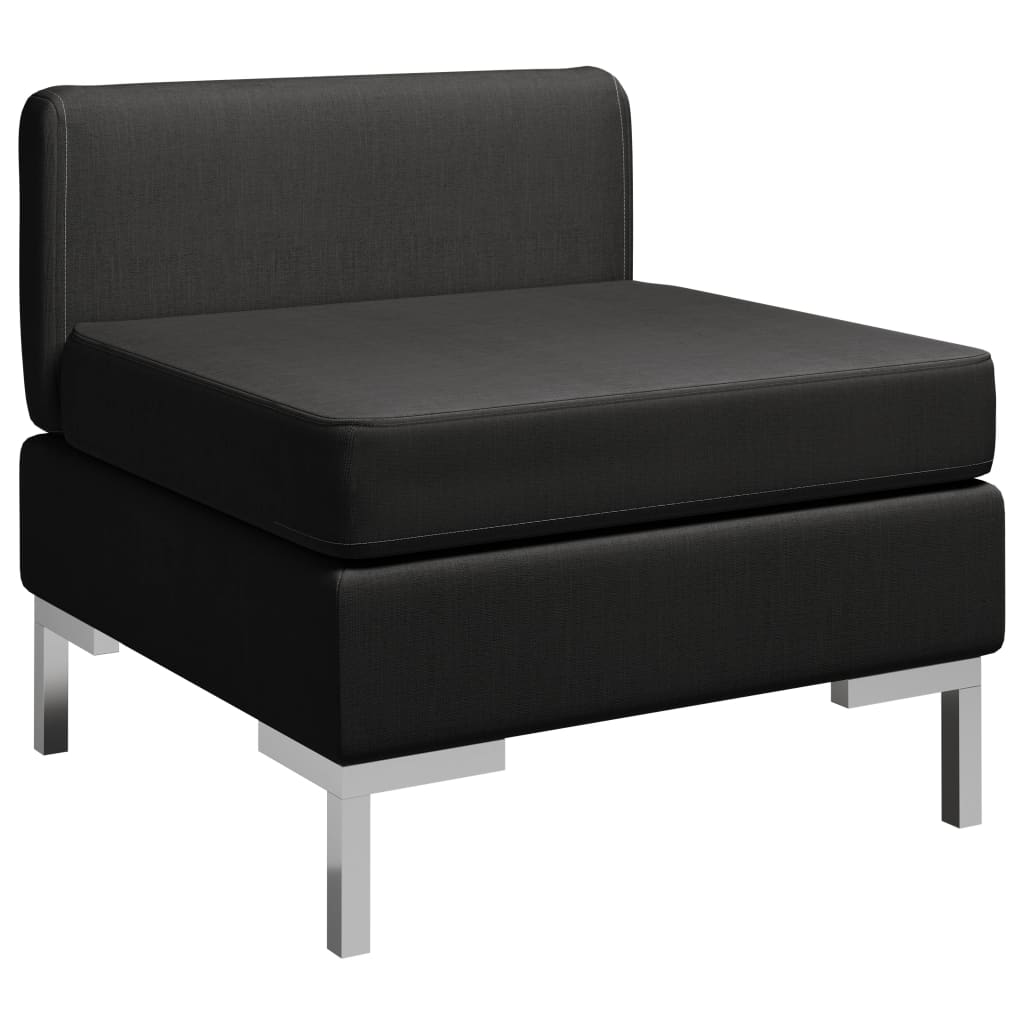 vidaXL Modularna srednja sofa s jastukom od tkanine crna