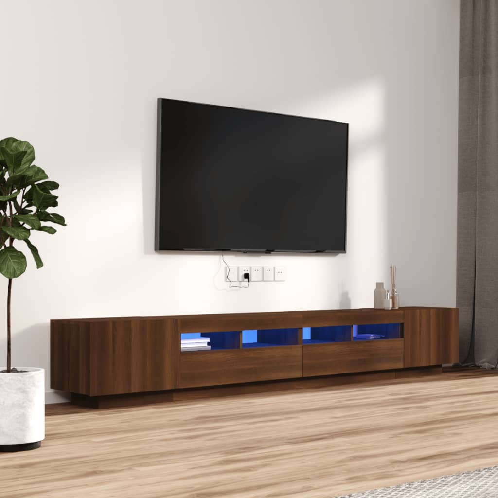 vidaXL 3-dijelni set TV ormarića LED boja smeđi hrast hrasta drveni