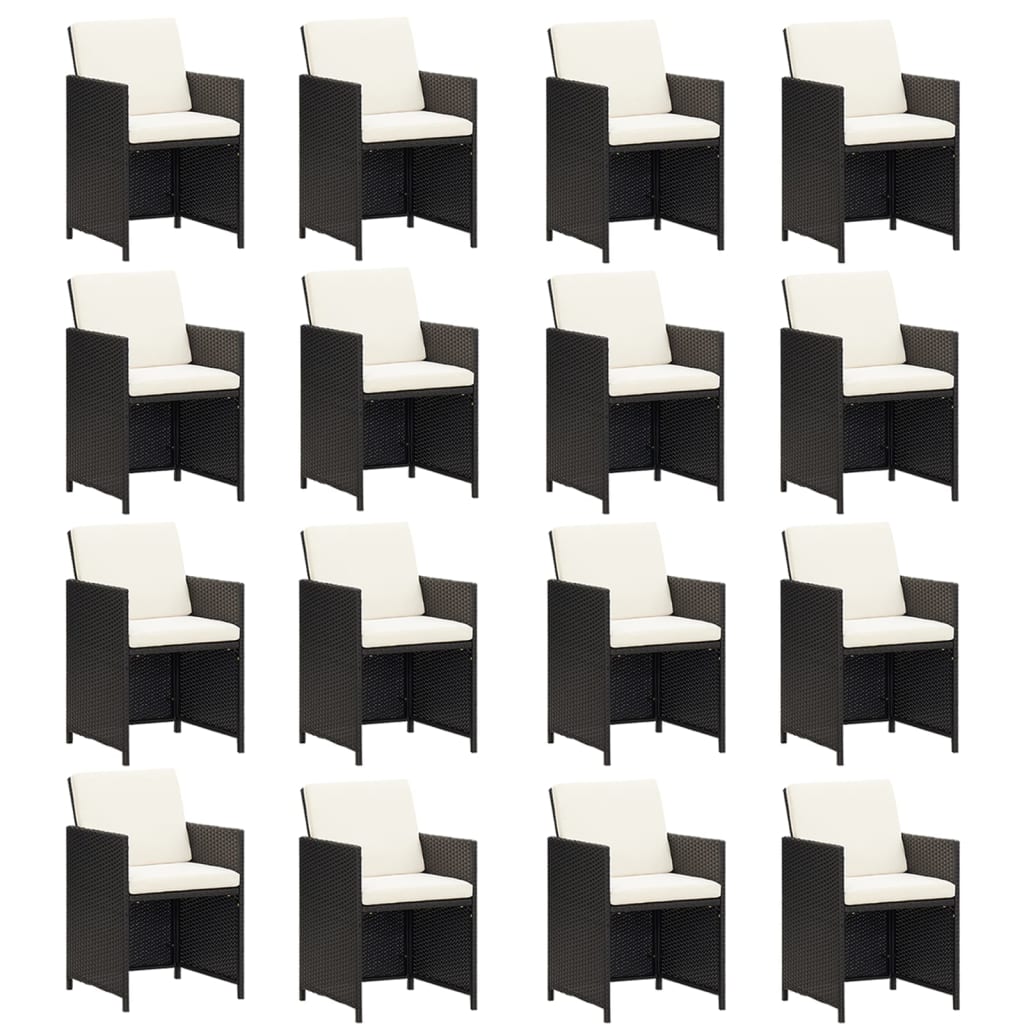 vidaXL 17-dijelni vrtni blagovaonski set s jastucima poliratan crni