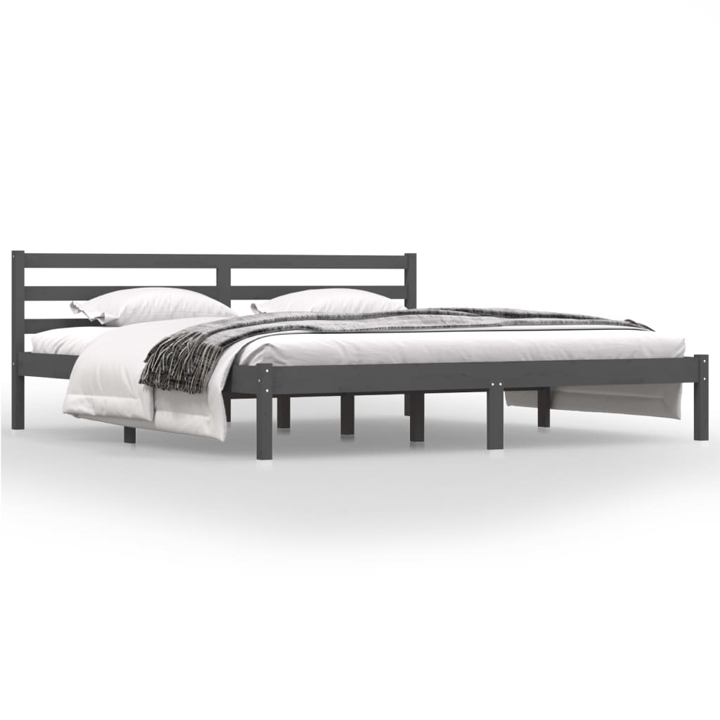 vidaXL Okvir za krevet od borovine 180 x 200 cm sivi veliki bračni